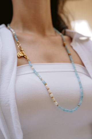 Azure Versatility | Blue Jade & Freshwater Pearl Multiway Necklace