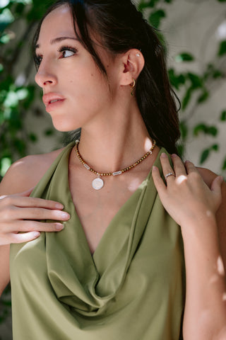 Golden Pearl & Sterling Silver Coin Necklace