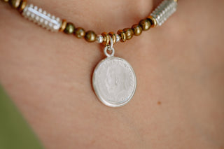 Golden Pearl & Sterling Silver Coin Necklace