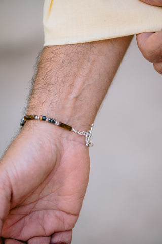 The Trailblazer | Tiger's Eye, Hematite & 925 Sterling Silver Men's Bracelet