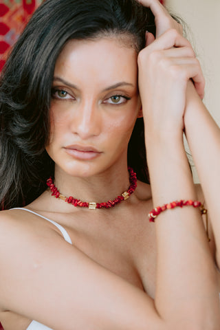 Rouge Charm | Coral Chip Bracelet