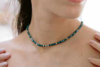 Ocean Whisper | Blue Apatite & 9K Gold Necklace
