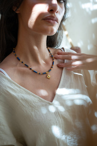 Azure Spark | Lapis Lazuli & Starburst Pendant Necklace