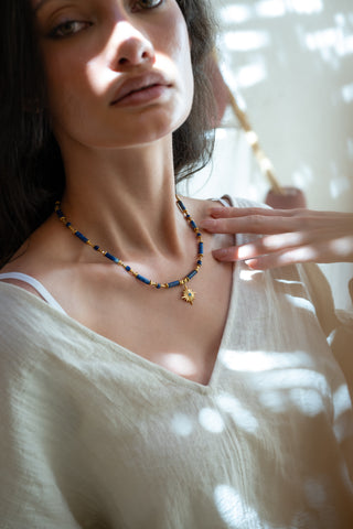 Azure Spark | Lapis Lazuli & Starburst Pendant Necklace
