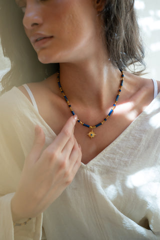 Azure Spark | Lapis Lazuli & Starburst Pendant Necklace