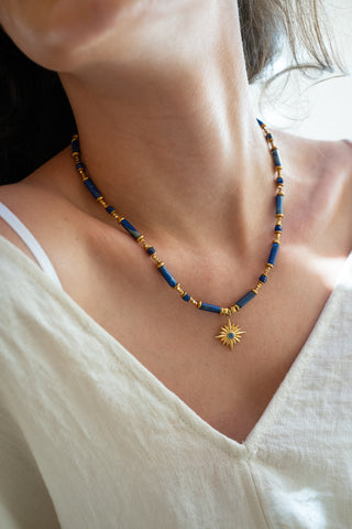 Azure Spark | Lapis Lazuli & Starburst Pendant Necklace