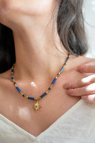 Azure Spark | Lapis Lazuli & Starburst Pendant Necklace