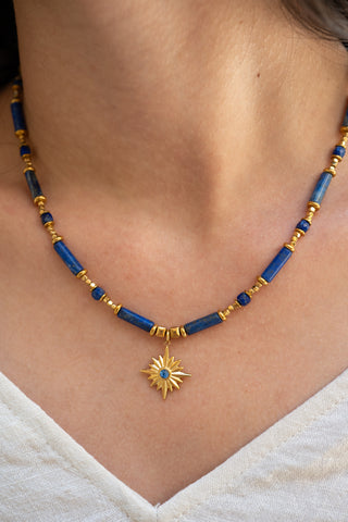 Azure Spark | Lapis Lazuli & Starburst Pendant Necklace