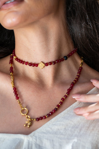Crimson Flow | Red Chalcedony Multiway Necklace