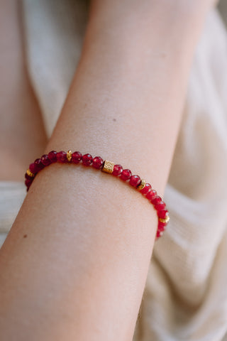 Scarlet Rhythm | Red Chalcedony Gemstone Bracelet