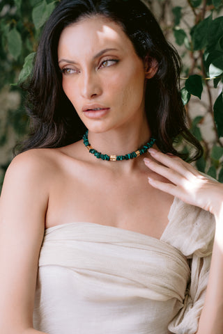 Malachite Artistry | Genuine Malachite Chip Choker Necklace