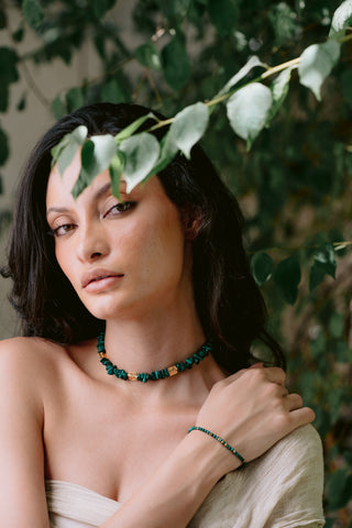Malachite Artistry | Genuine Malachite Chip Choker Necklace