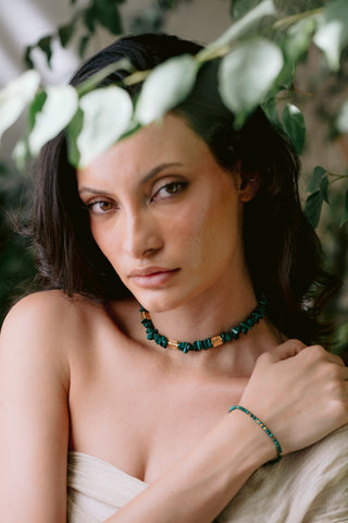 Malachite Artistry | Genuine Malachite Chip Choker Necklace