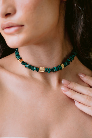 Malachite Artistry | Genuine Malachite Chip Choker Necklace