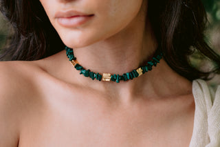 Malachite Artistry | Genuine Malachite Chip Choker Necklace