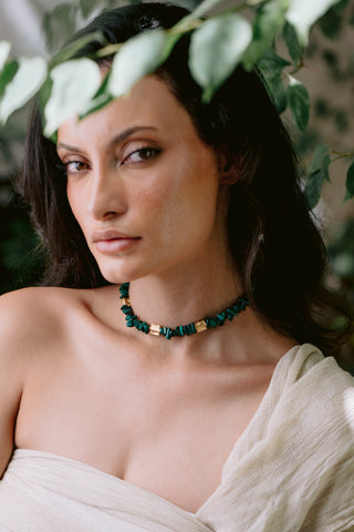 Malachite Artistry | Genuine Malachite Chip Choker Necklace