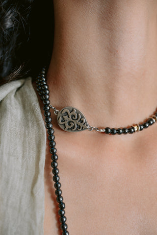 Silver Enigma | Hematite & Antique Silver Multiway Statement Necklace