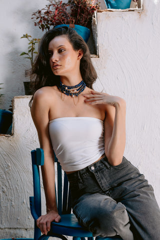 Lapis Rebellion | Five-Layer Lapis Lazuli & Freshwater Pearl Statement Necklace