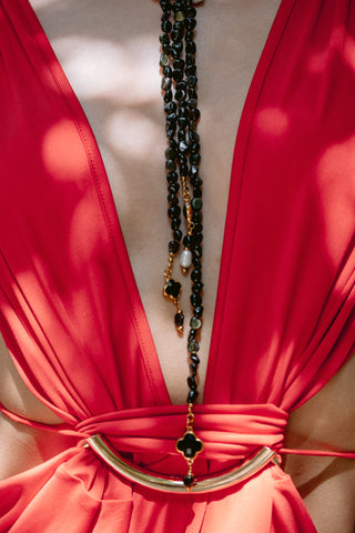 Modern Contrast | Black Obsidian & Freshwater Pearl Necklace