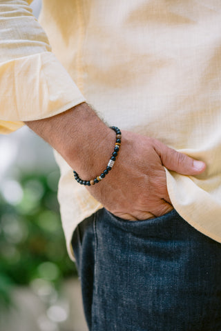 The Maverick | Black Onyx, Tiger's Eye & 925 Sterling Silver Men's Bracelet