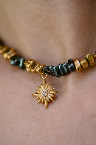 Golden Star | Gold & Grey Hematite Necklace