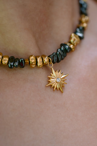 Golden Star | Gold & Grey Hematite Necklace