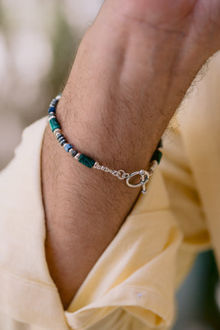 The Maverick | Malachite, Lapis Lazuli & Sterling Silver Men's Bracelet