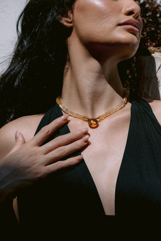 Golden Glow | Ombré Citrine & 9K Gold Necklace