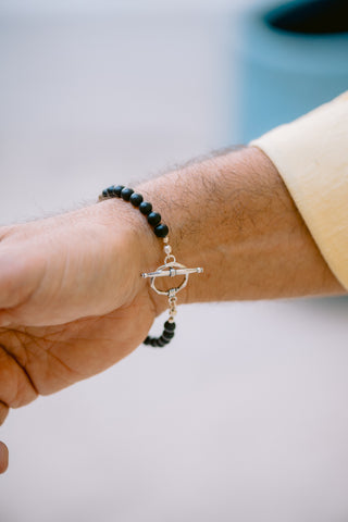 The Maverick | Black Onyx, Tiger's Eye & 925 Sterling Silver Men's Bracelet