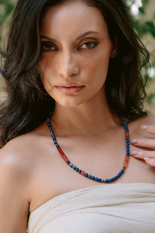 Nile at Sunset | Lapis Lazuli & Carnelian Gemstone Necklace